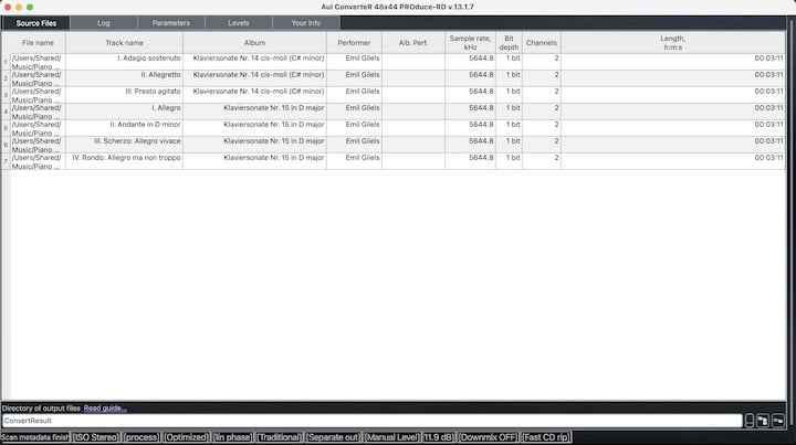 screenshot AuI ConverteR expandable source file list