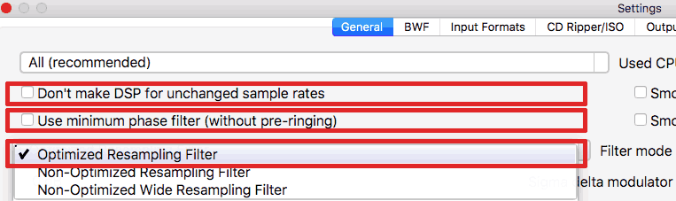 Settings -resampling filter