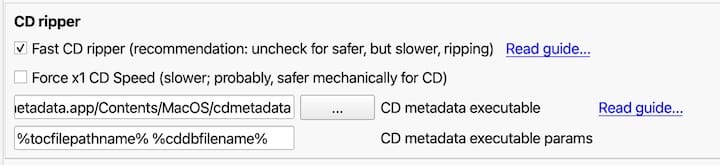 Custom online-database application to get CD metadata. Settings