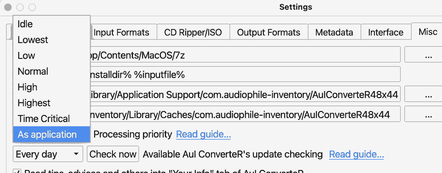AuI ConverteR settings: priority (settings)
