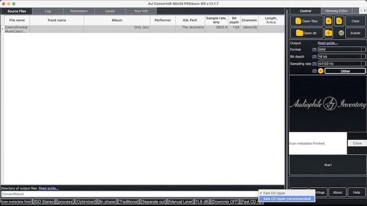 screenshot AuI ConverteR CD ripper modes