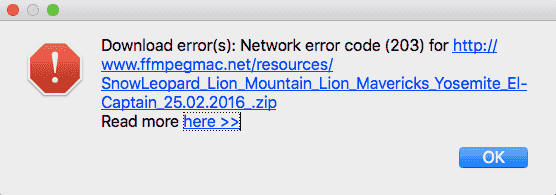 Download error window