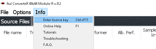 Menu license keys Windows